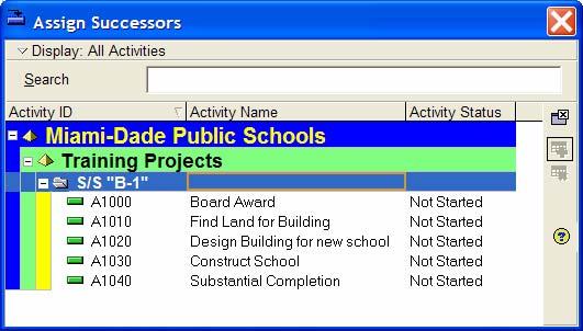 Click the Assign button from the Predecessor or Successor section and highlight the predecessor/successor activity and click the icon 4.