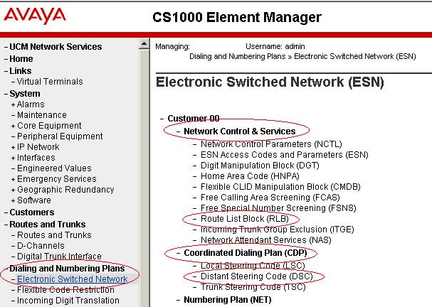 To configure the RLB using EM, navigate to Dialing and Numbering Plans > Electronic Switched Network >