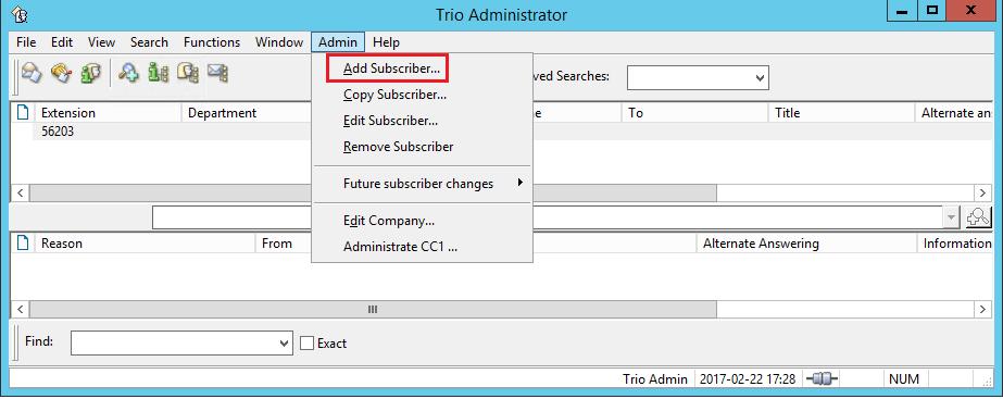 8.3 Administer Users To launch the Trio Administrator window to configure users as shown in the screen below, launch