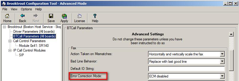 9. Configure BTCall Parameters (continued) Under Advanced Settings, configure the