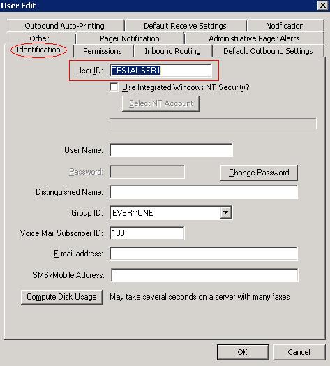 18. Configure Users Identification The User Edit window will appear as shown below. Select the Identification tab.