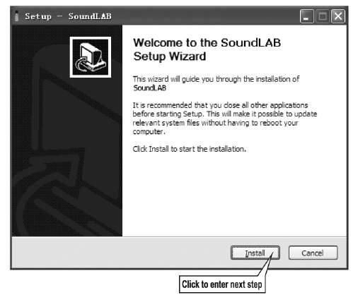 Installing SoundLAB Software (contd) If this is the first time installing the