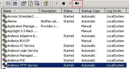 4. In order for the changes to take effect, the Ardence TFTP Service needs to restart.