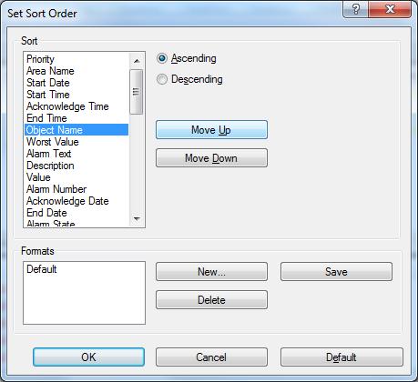 Exercise 1: Working as an Operator in IGSS 6. In the Columns Displayed group, select Start time and click the Remove button to remove the Start time from the alarm list display. 7.