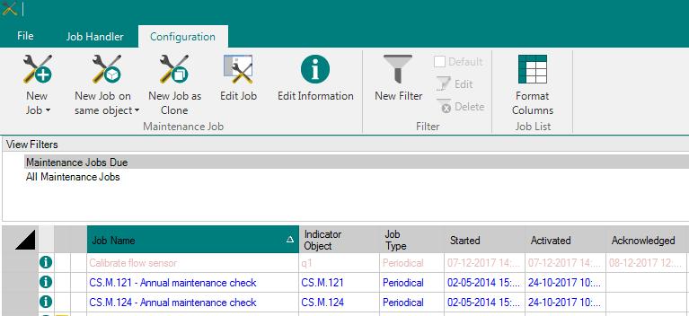 In the Maintenance form, click Configuration tab > Edit Job button to display the Job Information form and read any operator instructions. 4.