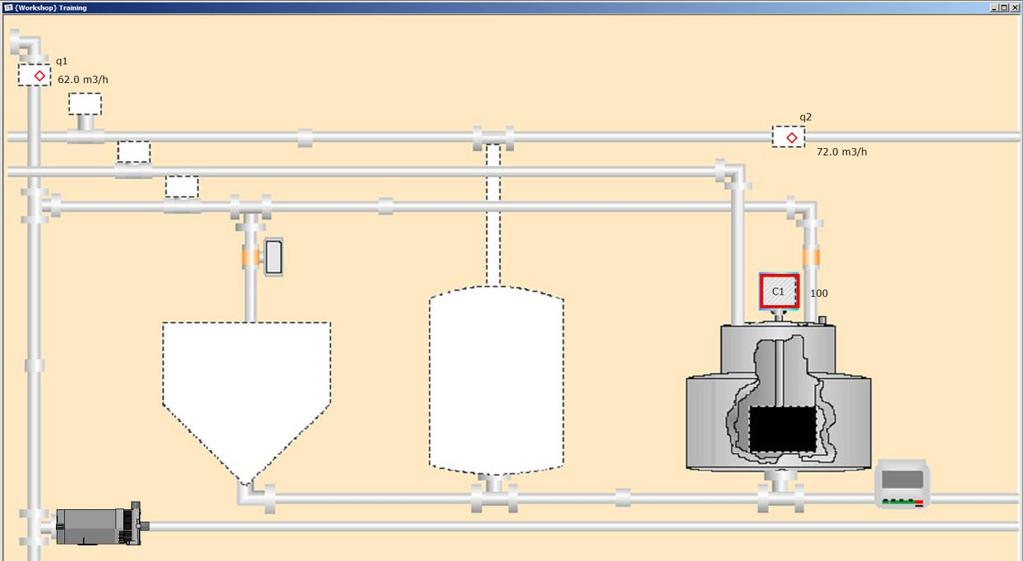 Create and position the pipe in the process diagram. In the Drawing Toolbar, click the Pipes button ( diagram.