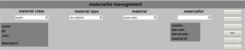 Material lot management 3.2 Editing material lots 3.2 Editing material lots 3.2.1 Creating material lots To create a new material, follow these steps: 1. Select a material class and a material type.