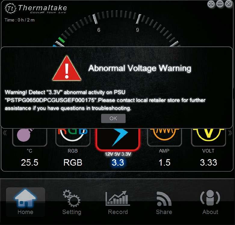 DPS G PC App Warning Alert The DPS G PC app offers real-time warning alert when the fan speed,