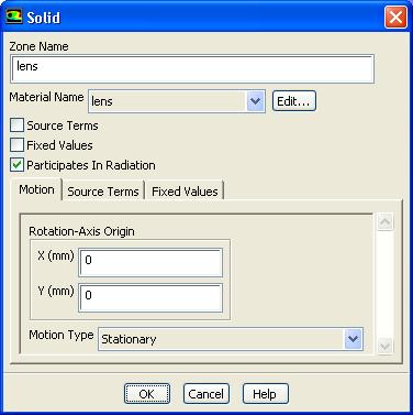 1. Ensure that air is selected for fluid. Cell Zone Conditions fluid Edit... (a) Retain the default selection of air from the Material Name drop-down list.