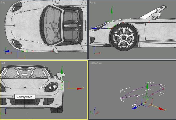 Click to create a contour for the 911. Try to model part by part; that is model different sections of the vehicle, (hood, boot, fender etc ) differently.