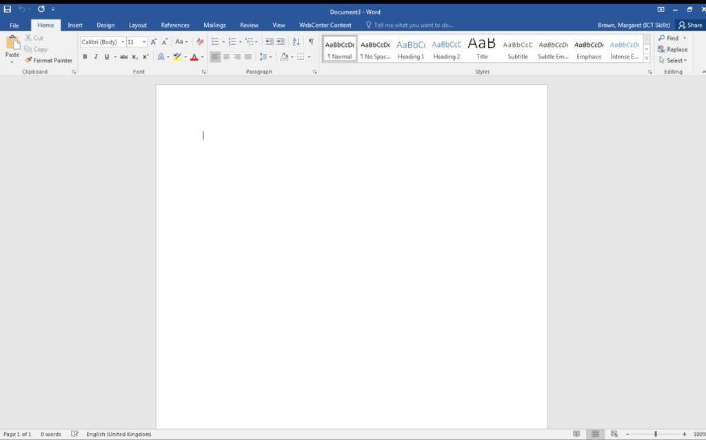 Choose the Blank document option to open the MS Word screen.