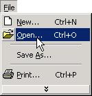 OPEN: A command on the File Menu that brings files onto the screen so that you can
