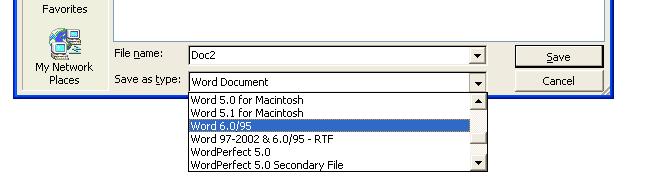 the file in RTF format. Beware that if you have used a lot of complex formatting within your document that a RTF file can be a much larger file size compared to a normal Word file.