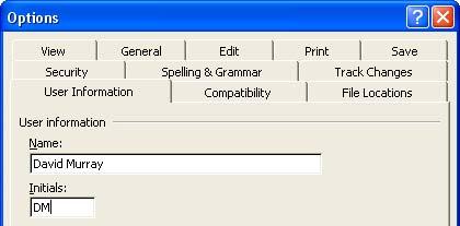 Click on the Insert AutoText button within the toolbar. Select Created by and the author's name (as stored within Word) will automatically be inserted for you.