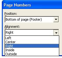 Word Processing (104) Page 55 Left: All page numbers are aligned with the left margin. Right: All page numbers are aligned with the right margin.