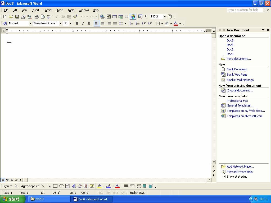 Word Processing (104) Page 7 To create a new document based on another template From the File menu select New to