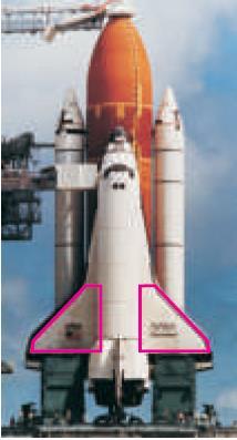 The fins of the space shuttle suggest