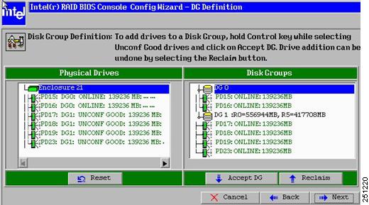 GOOD disks might be interleaved with the ONLINE disks): Figure 4-15 Disk Group Definition Window Step 16 As you continue the Disk Group