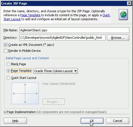 4. In Create JSF Page dialog do as follows: a.