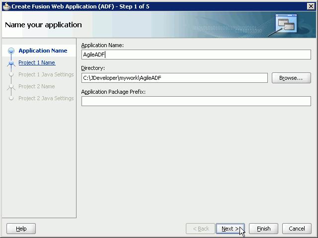 4. In Application Name field, type AgileADF and