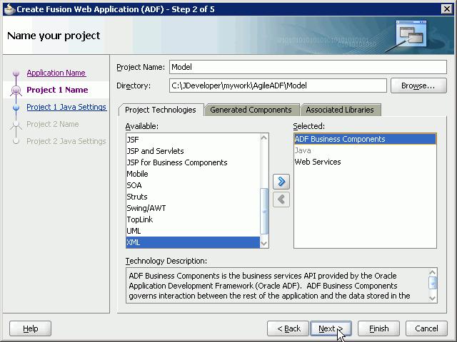 In Project Technologies > Available, select Web