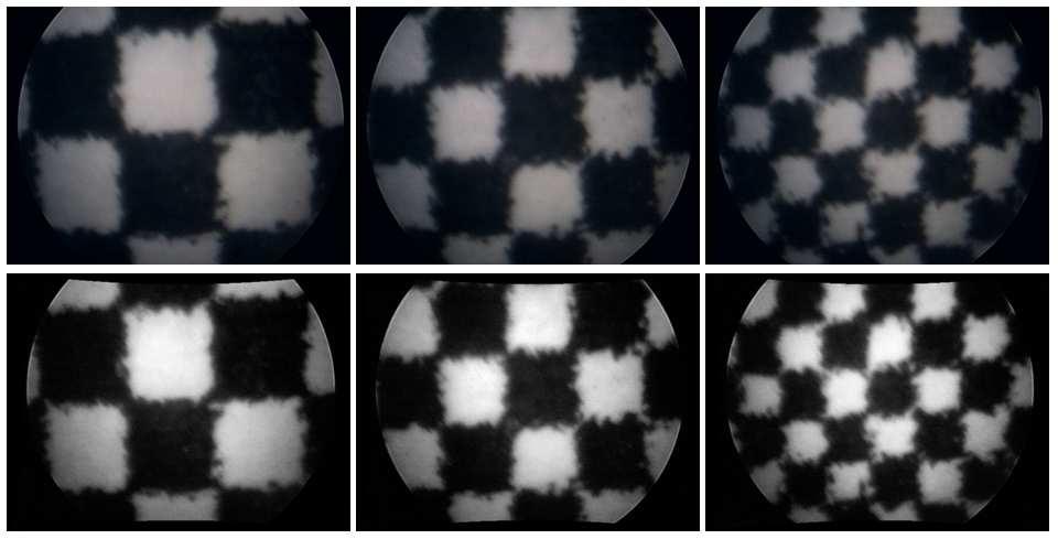 Figure 1: Radial distortion correction. Top row: test checker board images. Bottom row: corrected images 3 Experiments and Results 3.