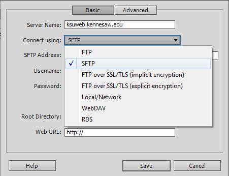 Select SFTP from the Connect using: drop-down menu. SFTP stands for Secure File Transfer Protocol. 11. Type in the SFTP Address.
