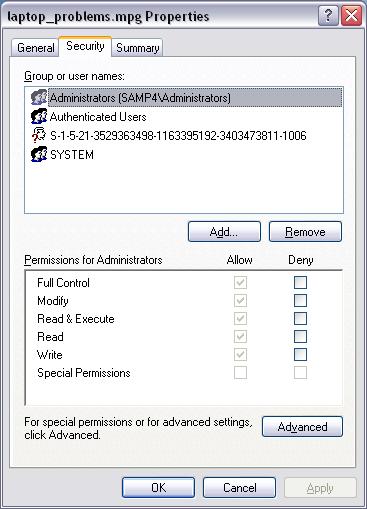 Security NTFS permissions