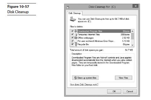 Disk Cleanup Files in the recycle bin Temporary