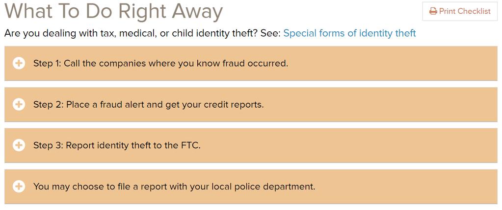 Identity Theft Response Steps