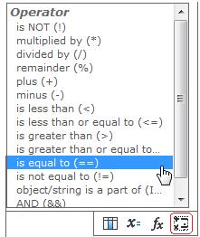 Column/View Permission User Guide Page 31 e. Then select one Operator; for example, is equal to. f. Type a value with double quotations.