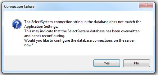 6. You will receive the following message indicating the connection strings are yet to be configured. Click Yes. 7.