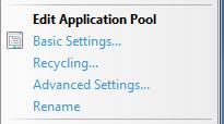 On the Edit panel on the far right, click Advanced Settings. Because a new app pool inherits it s settings from a default, it is important to check the settings are right for SelectHR to operate.