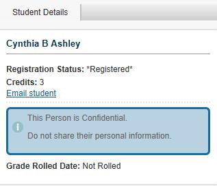 Course Details tab and Student Details tab When a course is