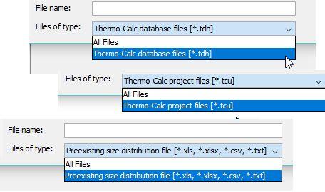 When you are prompted to choose a file (e.g. when importing or opening a file), the available and relevant file types are now displayed in the drop-down menu.