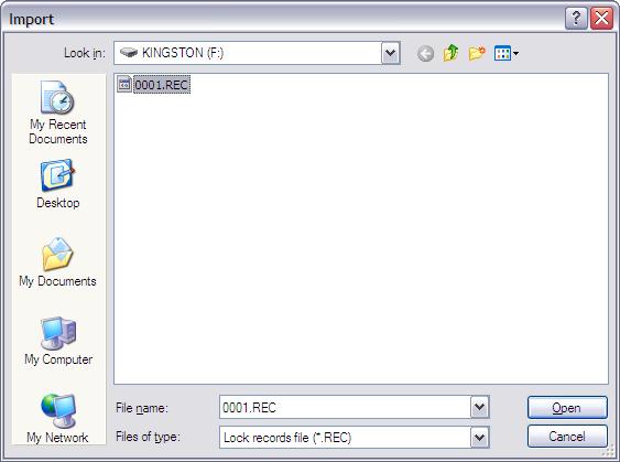 12d) Choose the file from your flash drive, where the four digit file name corresponds to the LOCK
