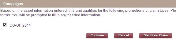 3. Select the appropriate claim type. For this claim type, we will use "Co-Op 2011" and select "Continue". 4. Enter information in the required columns denoted with a red stripe.
