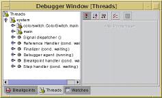 Getting Started With Forte for Java 21 Working With Forte for Java 4. From the Debug menu, choose Trace Into. The call to pack in the method ColorSwitch is highlighted in the Editor. 5.