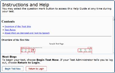 2. To navigate between the test names, press Tab. The order of navigation is from left to right and top to bottom, in a zigzag pattern. 3. To start or resume a test, press Enter. Is This Your Test?