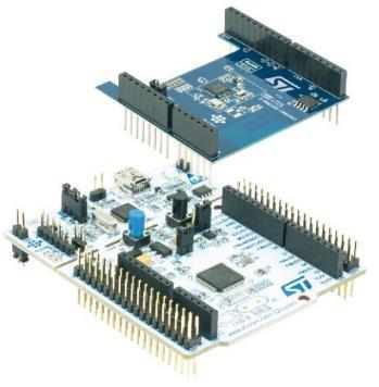 1 x STM32 Nucleo Bluetooth Low Energy expansion board (X-NUCLEO-IDB04A1) 1 x STM32 Nucleo development board