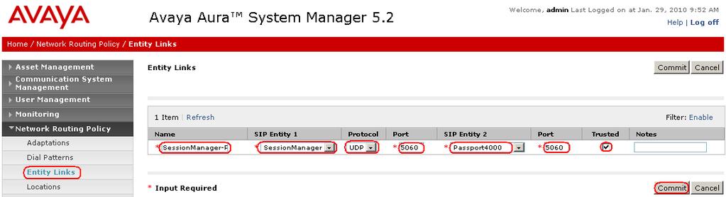 5.4. Add Entity Links A SIP trunk between Session Manager and a telephony system is described by an Entity link.