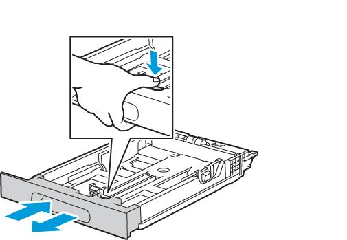 Paper and Media To change Trays 1 and 2 to match the paper length: 1. Remove all paper from the tray. 2. To remove the tray from the printer, pull out the tray until it stops, lift the front of the tray slightly, then pull it out.
