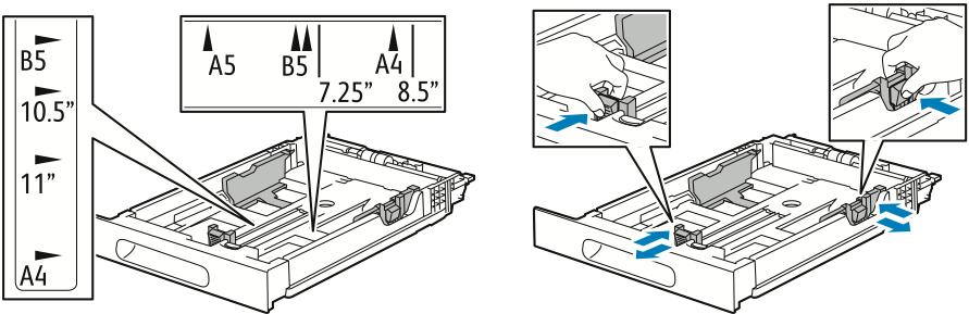 Paper and Media Loading Labels in Tray 1 1. To remove the tray from the printer, pull out the tray until it stops, lift the front of the tray slightly, then pull it out. 2.
