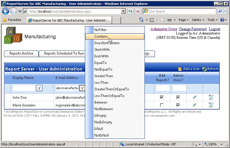 Appendix E Managing User Accounts for Forms Authentication In the example above, we wanted to display just those users who