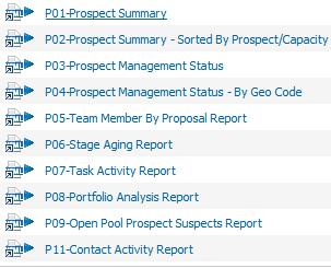 Prospect Pipeline Activity Reports There are nineteen prospect pipeline activity reports that are available to assist in your strategies on monthly and yearly basis.