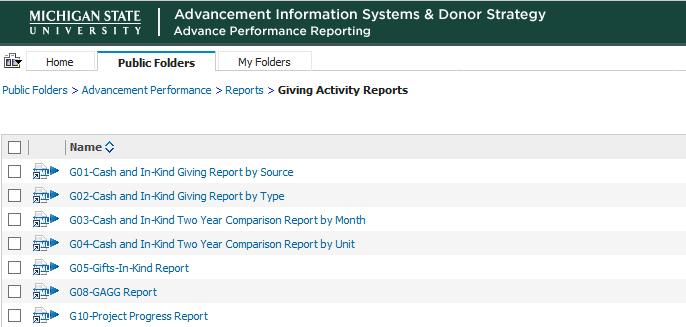 Giving Activity Reports There are seven Giving Activity Reports that are available to be run on a monthly basis.
