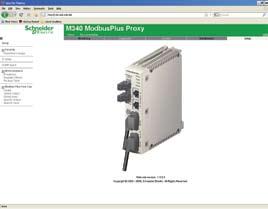 References Modicon M0 Modbus Plus Proxy module Embedded Web server Web server functions The M0EGD includes an embedded Web server that can be used to perform diagnostics and configure the module