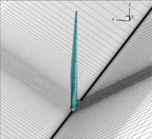 3D Simulation of the RBF flap - DTU 10 MW reference wind turbine First functionality test in 3D to validate the setup with regard to the grid deformation and resolution in the flap area High