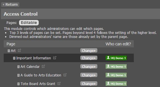 3. To assign a sub administrator to be able to edit the selected webpage, click the Yes option corresponding to the sub administrator.