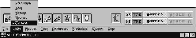 2. Menu Window 2.3 Tool bar The tool bar displays several buttons and the operation status, mode and alarm lamps. 2.3.1 Buttons When a button is clicked, the NC operation window can be opened or activated.